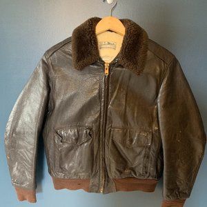 Vintage L.L. Bean Leather Jacket Shearling Lined